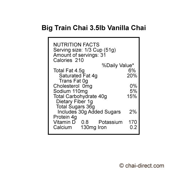 BIG TRAIN: Vanilla Chai Latte (Instant Dry Mix)