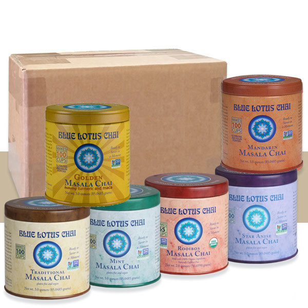 Blue Lotus Chai Variety Pack 6 Tins (Instant Dry Mix)