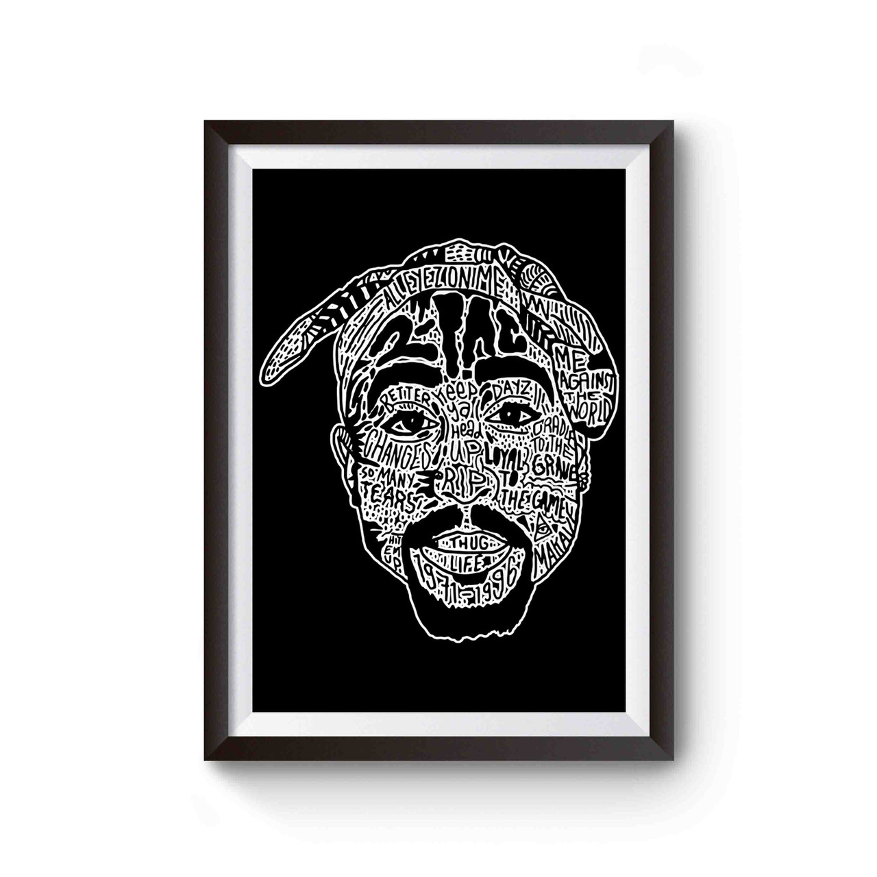 tupac stencil black and white