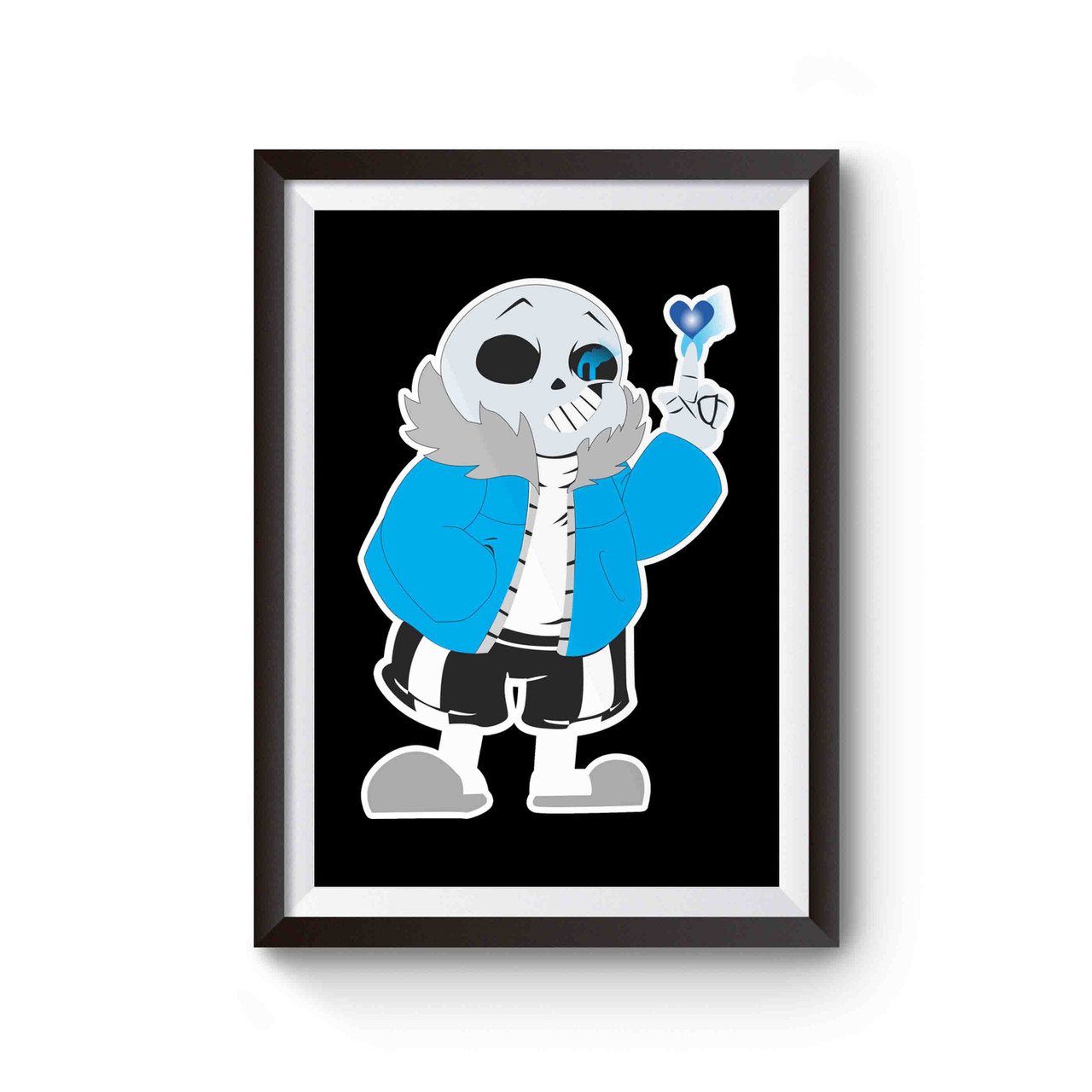 Undertale Sans Skeleton Finger Your Blue Hearth Giggle Characters Rpg Anime Game Inspired Poster