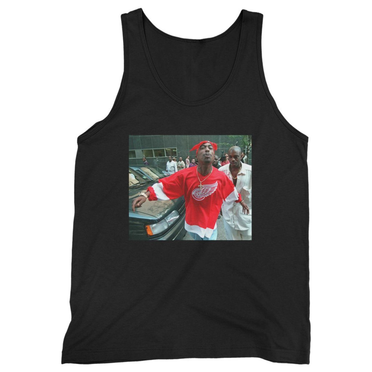 Tupac Shakur Wearing Detroit Red Wings Men T-shirt Black Unisex All ...