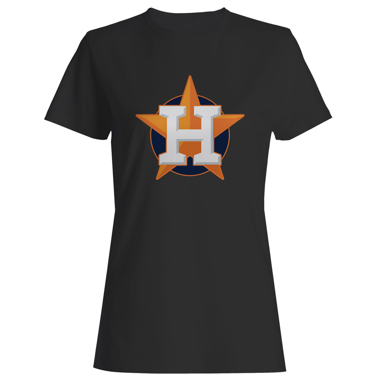 NEW Houston Astros Shirt Womens Medium Blue Orange Cotton MLB