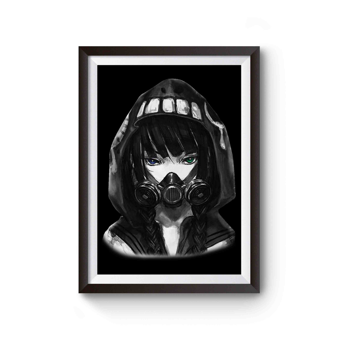 Premium AI Image | Anime girl with gas mask and hoodie drinking from a cup  generative ai