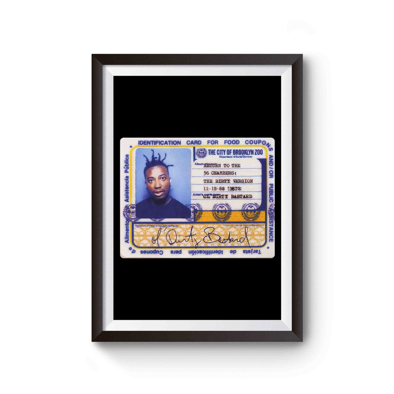 Old Dirty Bastard Odb Card License Wu Tang Clan Poster Old Dirty Bastard Odb Card License Wu Tang Clan Poster