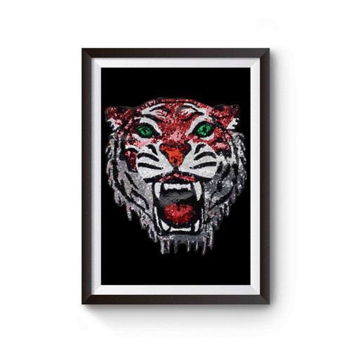 Tiger Head Sequin Embroidery Poster