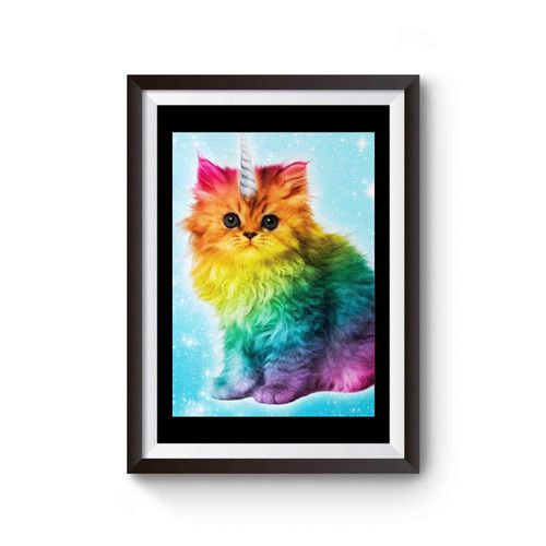 Unicorn Rainbow Cat Kitten Funny Poster