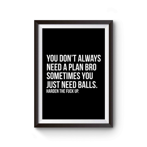 You Don't Always Need A Plan Bro Sometime You Just Need Balls Poster