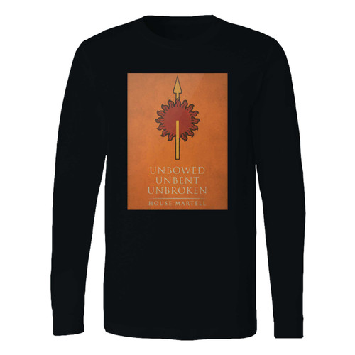 This classic fit Unbowed Unbent Unbroken House Martell Long Sleeve Shirt is casually elegant and very comfortable. With fine quality print to make one stand out, it's a perfect fit for every occasion.