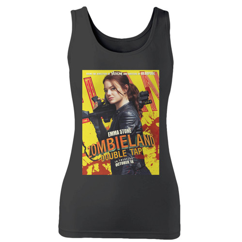 High quality print of this slim fit Zombieland Double Tap Movie Women Tank Top will turn heads. And bystanders won't be disappointed - the racerback cut looks good one any woman's shoulders.