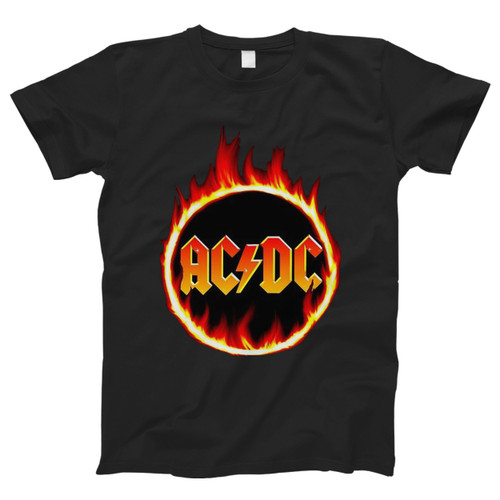 Ac Dc Logo In Dark Flames Men T Shirt