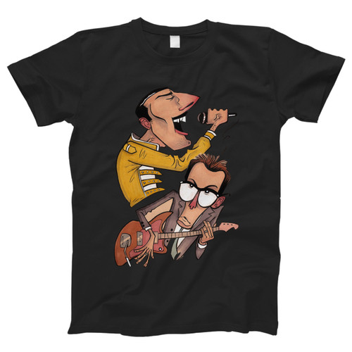 Freddie And Elvis Presley Illustrated Men T Shirt