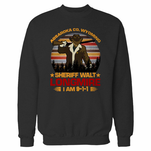 Your absaroka co wyoming sheriff walt longmire i am 9-1-1 crewneck sweatshirt just got an update. This super comfortable and lighter weight crewneck will become your favorite go-to sweatshirt. The cozy spandex cuffs and waistband make this pill-resistant sweatshirt a fan favorite.And your group will look and feel their best in this premium ringspun cotton crew. Your absaroka co wyoming sheriff walt longmire i am 9-1-1 crewneck sweatshirt just got an update. This super comfortable and lighter weight crewneck will become your favorite go-to sweatshirt. The cozy spandex cuffs and waistband make this pill-resistant sweatshirt a fan favorite.And your group will look and feel their best in this premium ringspun cotton crew.