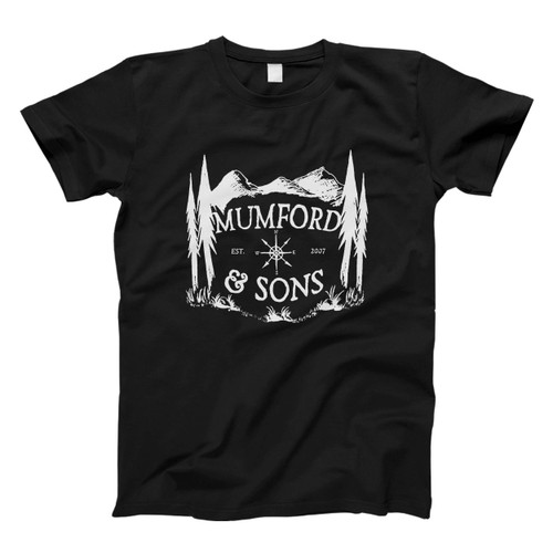 Mumford And Sons Logo Est Mountain Background Men T Shirt