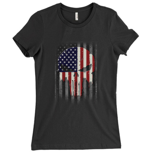 These are American Flag The Punisher Skull Women T Shirt that are cute tied to the side or paired with a cardigan or jacket for a more styled look. So comfy and classic, they are sure to make your vacation extra magical.