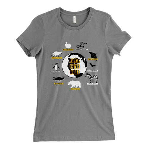These are Animals Of The World Rotate Women T Shirt that are cute tied to the side or paired with a cardigan or jacket for a more styled look. So comfy and classic, they are sure to make your vacation extra magical.