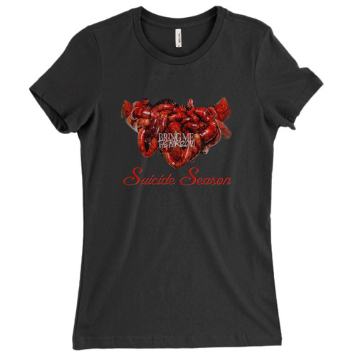 These are Bring Me The Horizon Suicide Season Illustrations Women T Shirt that are cute tied to the side or paired with a cardigan or jacket for a more styled look. So comfy and classic, they are sure to make your vacation extra magical.