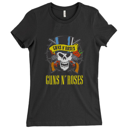 These are Guns And Roses Logo Cover Women T Shirt that are cute tied to the side or paired with a cardigan or jacket for a more styled look. So comfy and classic, they are sure to make your vacation extra magical.