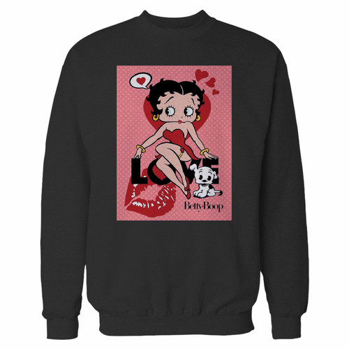 Your betty boop animated cartoon love crewneck sweatshirt just got an update. This super comfortable and lighter weight crewneck will become your favorite go-to sweatshirt. The cozy spandex cuffs and waistband make this pill-resistant sweatshirt a fan favorite.And your group will look and feel their best in this premium ringspun cotton crew.