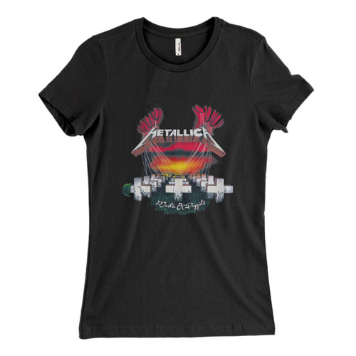 These are Metallica Master Of Puppets Cover Women T Shirt that are cute tied to the side or paired with a cardigan or jacket for a more styled look. So comfy and classic, they are sure to make your vacation extra magical.