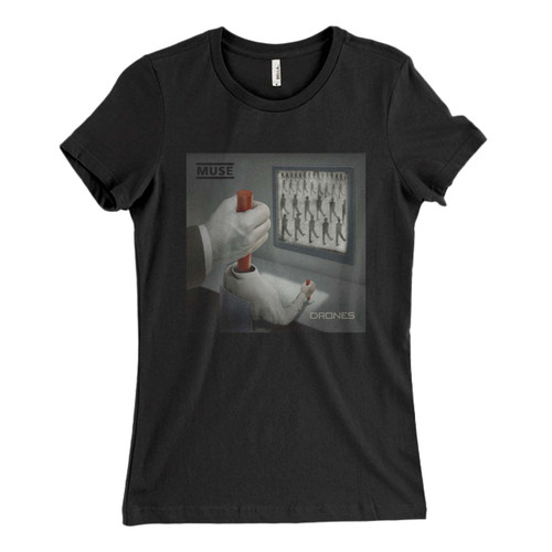 These are Muse Drones Cover Album Artwork Women T Shirt that are cute tied to the side or paired with a cardigan or jacket for a more styled look. So comfy and classic, they are sure to make your vacation extra magical.