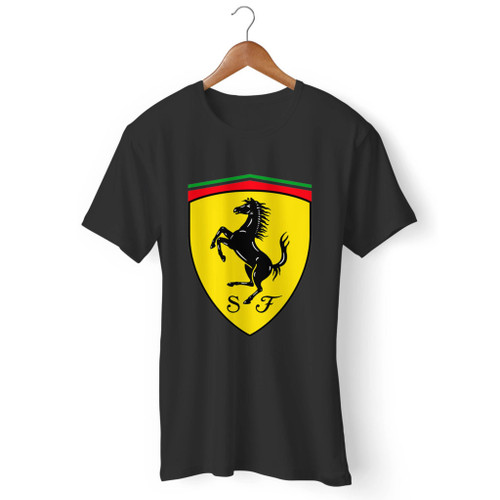 Ferrari Black Prancing Horse Shield Logo Men T Shirt