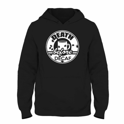 Was created with comfort in mind, this Death Before Decaf Coffee Fun Hoodie lighter weight is perfect for any activity. Teams and groups love this hoodie for its affordable price and variety of colors.