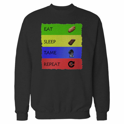Your eat sleep tame repeat 2 crewneck sweatshirt just got an update. This super comfortable and lighter weight crewneck will become your favorite go-to sweatshirt. The cozy spandex cuffs and waistband make this pill-resistant sweatshirt a fan favorite.And your group will look and feel their best in this premium ringspun cotton crew.