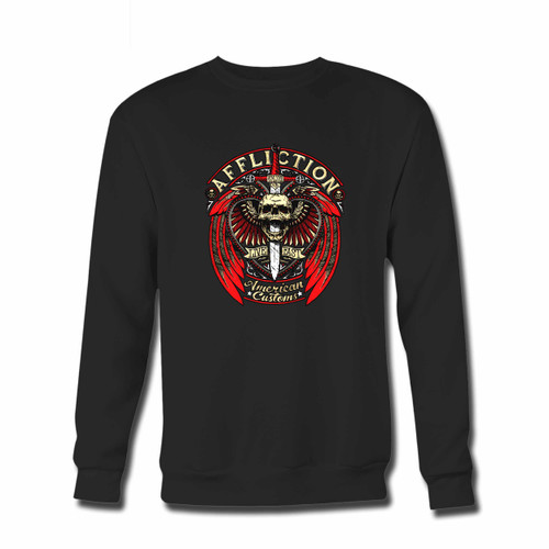 Your Afflection American Customs Skull Crewneck Sweatshirt just got an update. This super comfortable and lighter weight crewneck will become your favorite go-to sweatshirt. The cozy spandex cuffs and waistband make this pill-resistant sweatshirt a fan favorite.And your group will look and feel their best in this premium ringspun cotton crew.