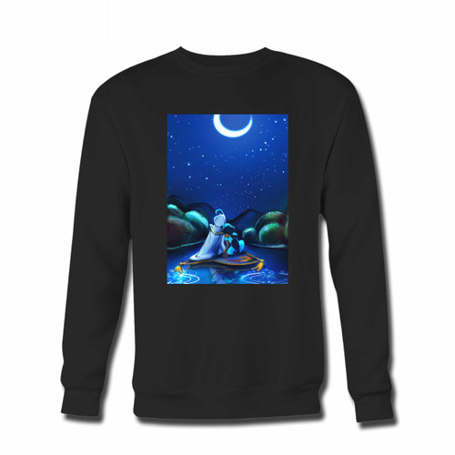 Your Aladdin And Jasmine Crewneck Sweatshirt just got an update. This super comfortable and lighter weight crewneck will become your favorite go-to sweatshirt. The cozy spandex cuffs and waistband make this pill-resistant sweatshirt a fan favorite.And your group will look and feel their best in this premium ringspun cotton crew.