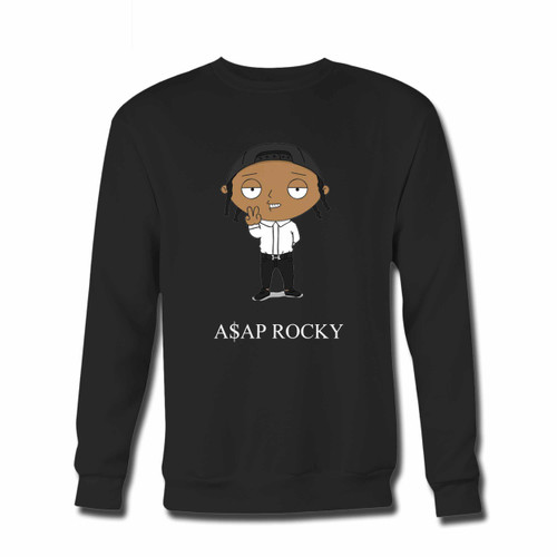 Your Asap Rocky In Funny Cartoon Crewneck Sweatshirt just got an update. This super comfortable and lighter weight crewneck will become your favorite go-to sweatshirt. The cozy spandex cuffs and waistband make this pill-resistant sweatshirt a fan favorite.And your group will look and feel their best in this premium ringspun cotton crew.