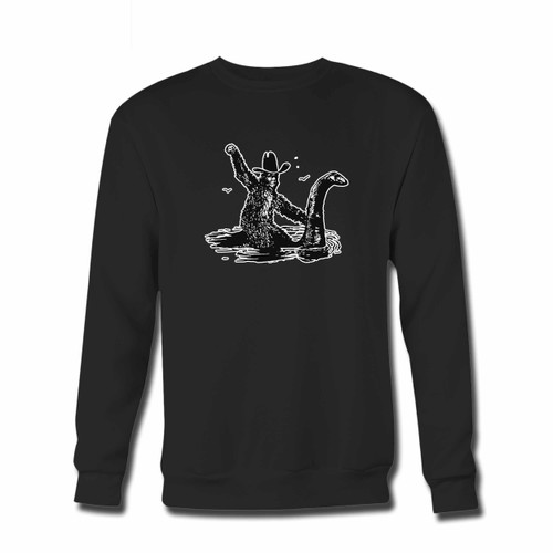Your Bigfoot Riding On Nessie Crewneck Sweatshirt just got an update. This super comfortable and lighter weight crewneck will become your favorite go-to sweatshirt. The cozy spandex cuffs and waistband make this pill-resistant sweatshirt a fan favorite.And your group will look and feel their best in this premium ringspun cotton crew.