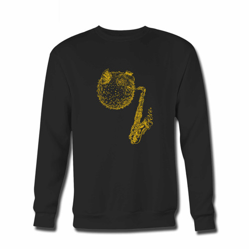 Your Blow Fish Playing Saxophone Crewneck Sweatshirt just got an update. This super comfortable and lighter weight crewneck will become your favorite go-to sweatshirt. The cozy spandex cuffs and waistband make this pill-resistant sweatshirt a fan favorite.And your group will look and feel their best in this premium ringspun cotton crew.