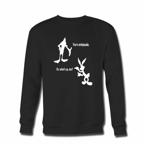 Your Bugs And Daffy Crewneck Sweatshirt just got an update. This super comfortable and lighter weight crewneck will become your favorite go-to sweatshirt. The cozy spandex cuffs and waistband make this pill-resistant sweatshirt a fan favorite.And your group will look and feel their best in this premium ringspun cotton crew.