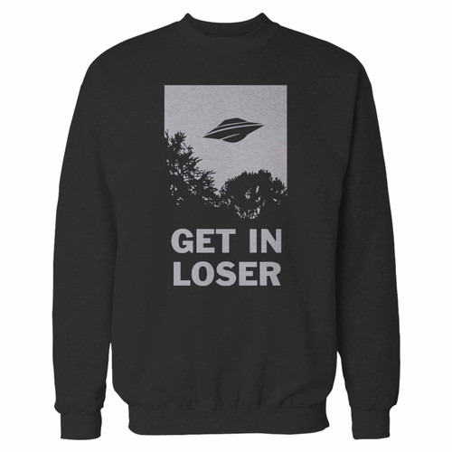Your get in loser funny alien ufo crewneck sweatshirt just got an update. This super comfortable and lighter weight crewneck will become your favorite go-to sweatshirt. The cozy spandex cuffs and waistband make this pill-resistant sweatshirt a fan favorite.And your group will look and feel their best in this premium ringspun cotton crew.