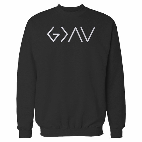 Your god is greater crewneck sweatshirt just got an update. This super comfortable and lighter weight crewneck will become your favorite go-to sweatshirt. The cozy spandex cuffs and waistband make this pill-resistant sweatshirt a fan favorite.And your group will look and feel their best in this premium ringspun cotton crew.