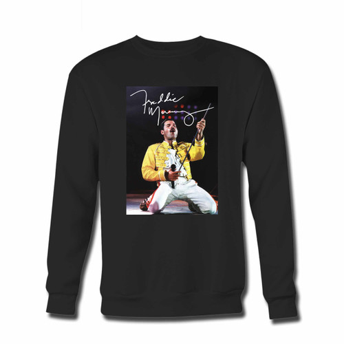 Your Freddie Mercury Under Pressure Stage Crewneck Sweatshirt just got an update. This super comfortable and lighter weight crewneck will become your favorite go-to sweatshirt. The cozy spandex cuffs and waistband make this pill-resistant sweatshirt a fan favorite.And your group will look and feel their best in this premium ringspun cotton crew.