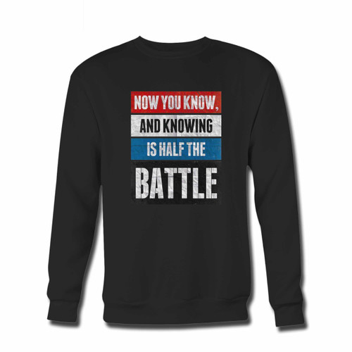 Your Gi Joe Cartoon Series Quote Crewneck Sweatshirt just got an update. This super comfortable and lighter weight crewneck will become your favorite go-to sweatshirt. The cozy spandex cuffs and waistband make this pill-resistant sweatshirt a fan favorite.And your group will look and feel their best in this premium ringspun cotton crew.