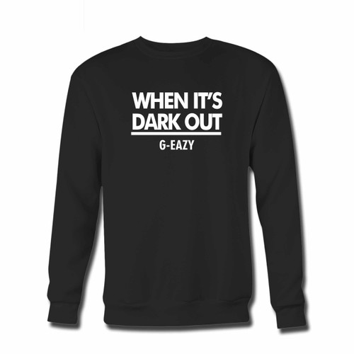 Your G Eazy When Its Dark Out Title Black And White Crewneck Sweatshirt just got an update. This super comfortable and lighter weight crewneck will become your favorite go-to sweatshirt. The cozy spandex cuffs and waistband make this pill-resistant sweatshirt a fan favorite.And your group will look and feel their best in this premium ringspun cotton crew.