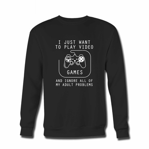 Your I Just Want To Play Video Games And Ignore All Of My Adult Problems Crewneck Sweatshirt just got an update. This super comfortable and lighter weight crewneck will become your favorite go-to sweatshirt. The cozy spandex cuffs and waistband make this pill-resistant sweatshirt a fan favorite.And your group will look and feel their best in this premium ringspun cotton crew.