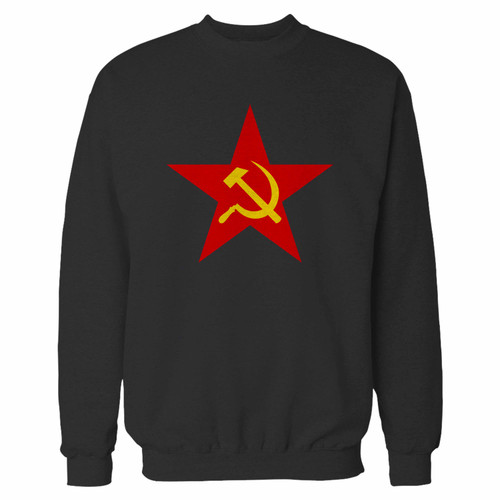 Your hammer sikle red star logo crewneck sweatshirt just got an update. This super comfortable and lighter weight crewneck will become your favorite go-to sweatshirt. The cozy spandex cuffs and waistband make this pill-resistant sweatshirt a fan favorite.And your group will look and feel their best in this premium ringspun cotton crew.