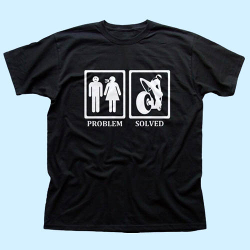 Biker Motorcyle Problem Solved funny Men T Shirt