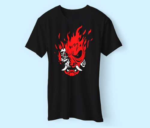 Cyberpunk 2077 Skull cyber Samurai Men T Shirt