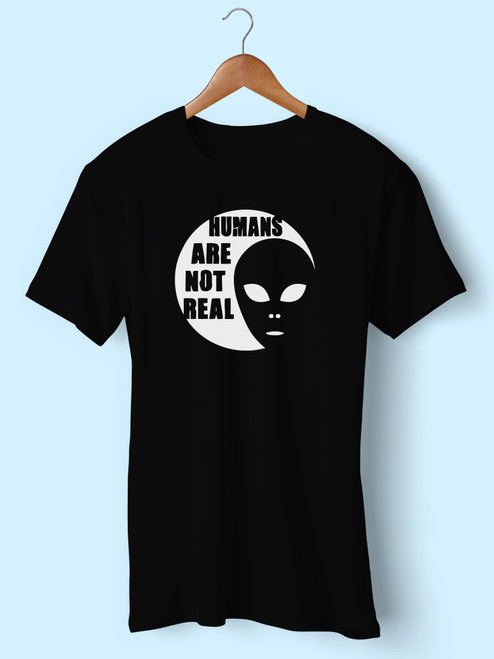 Humans Are Not Real Gym Rabbit Funny Alien Men T Shirt