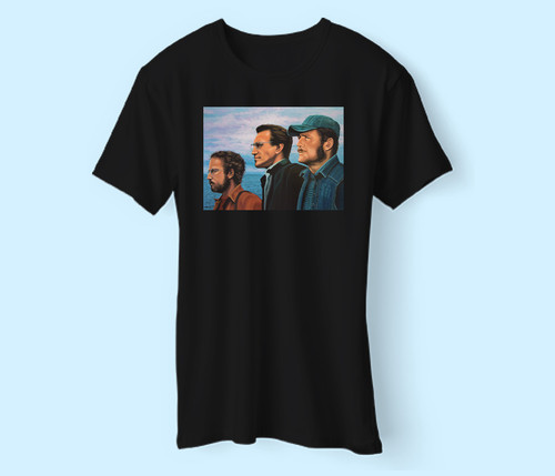Jaws with Richard Dreyfuss Roy Scheider and Robert Shaw Men T Shirt