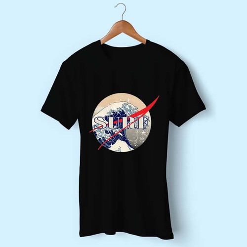 Surf the Great Wave Nasa Logo Men T Shirt