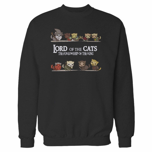 Your lord of the cats furlowship of the ring crewneck sweatshirt just got an update. This super comfortable and lighter weight crewneck will become your favorite go-to sweatshirt. The cozy spandex cuffs and waistband make this pill-resistant sweatshirt a fan favorite.And your group will look and feel their best in this premium ringspun cotton crew.