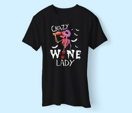 Skeleton Crazy Wine Lady Best Men T Shirt