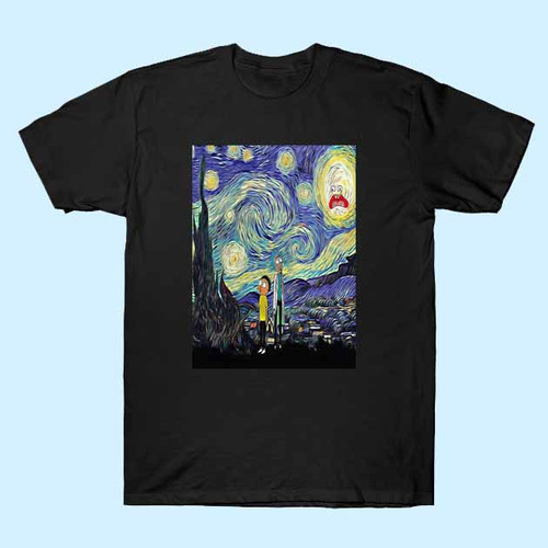 Starry Night Rick and Morty Print Parody Best Men T Shirt