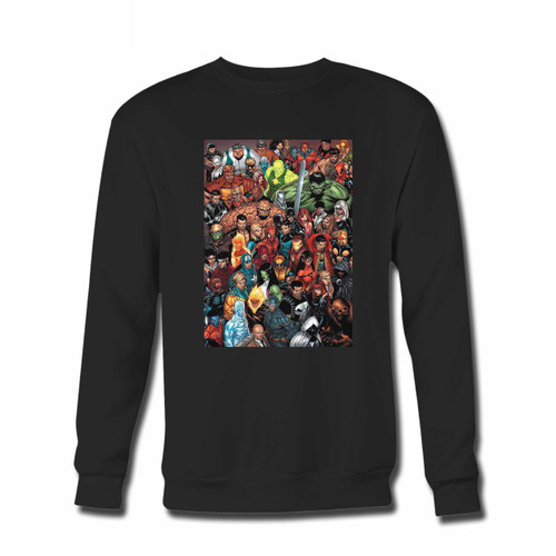 Your Marvel Superheroes Collage Crewneck Sweatshirt just got an update. This super comfortable and lighter weight crewneck will become your favorite go-to sweatshirt. The cozy spandex cuffs and waistband make this pill-resistant sweatshirt a fan favorite.And your group will look and feel their best in this premium ringspun cotton crew.