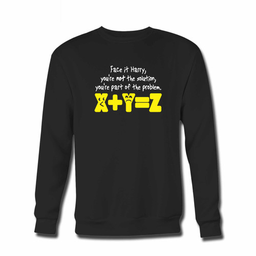 Your Math Problem Face It Harry Crewneck Sweatshirt just got an update. This super comfortable and lighter weight crewneck will become your favorite go-to sweatshirt. The cozy spandex cuffs and waistband make this pill-resistant sweatshirt a fan favorite.And your group will look and feel their best in this premium ringspun cotton crew.